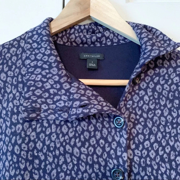 Ann Taylor Stretch Jersey Animal Print Button Midi Dress - Picture 4 of 6